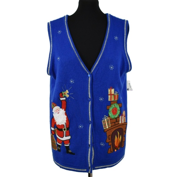 Holiday Time Sweaters - Ugly Christmas Sweater Vest Womens XXL neW
